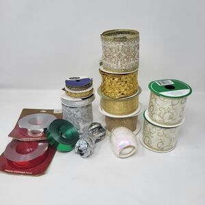 Bundle Of Metallic Ribbon Trim Crafts Gift‎ Giving Basket Making Party Supplies